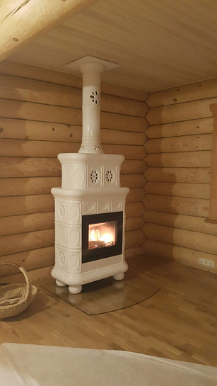 Изразцовый камин Медальон центральный двухъярусный Белый (комплект изразцов). Медальон