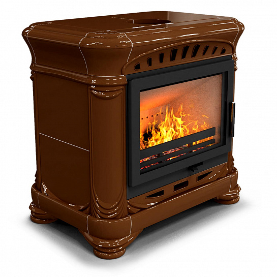 Изразцовый камин Модерн центральный Шоколад с топкой Ладья 700. Модерн
