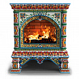 Электрический камин с изразцами Кострома пристенный Май (комплект изразцов). Изразцовые камины декоративные с электроочагом