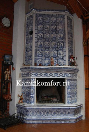 Камин угловой с изразцами. Индивидуальные изразцовые печи и камины