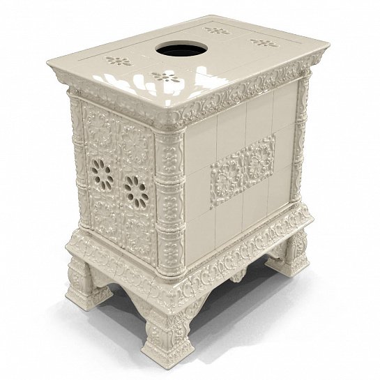 Электрический камин с изразцами Кострома центральный Ваниль. Изразцовые камины декоративные с электроочагом